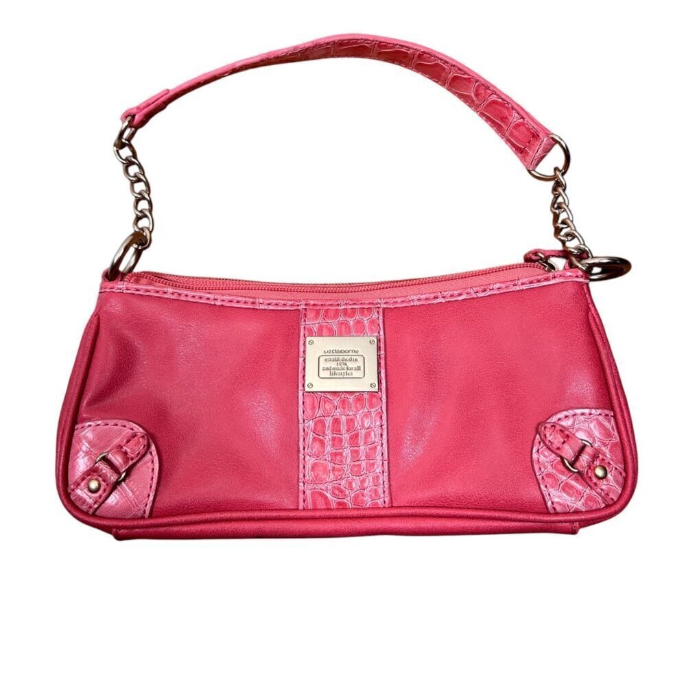 Vintage Liz Claiborne Shoulder Bag Pink Buckle Y2K Croc